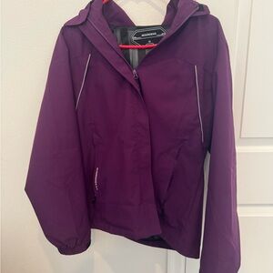 Purple Waterproof Hooded Rain Jacket – Women’s Size M